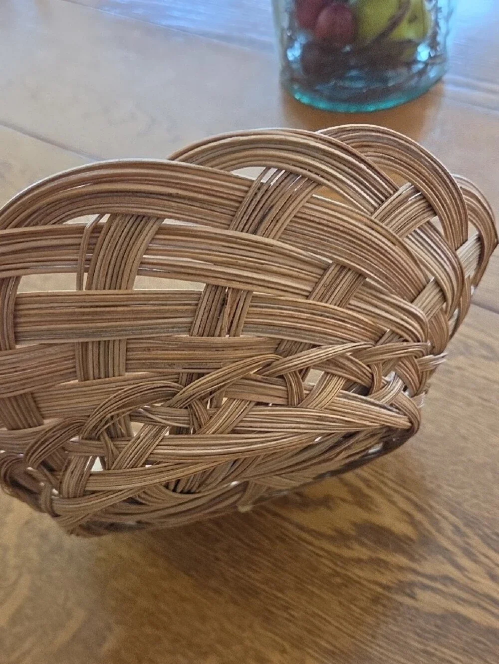 Vtg Woven Decorative Bowl/ Bread Basket- Natural Brown